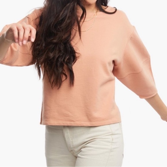 ABLE Norah Puff Sleeve Sweatshirt Pink | M - Picture 1 of 13
